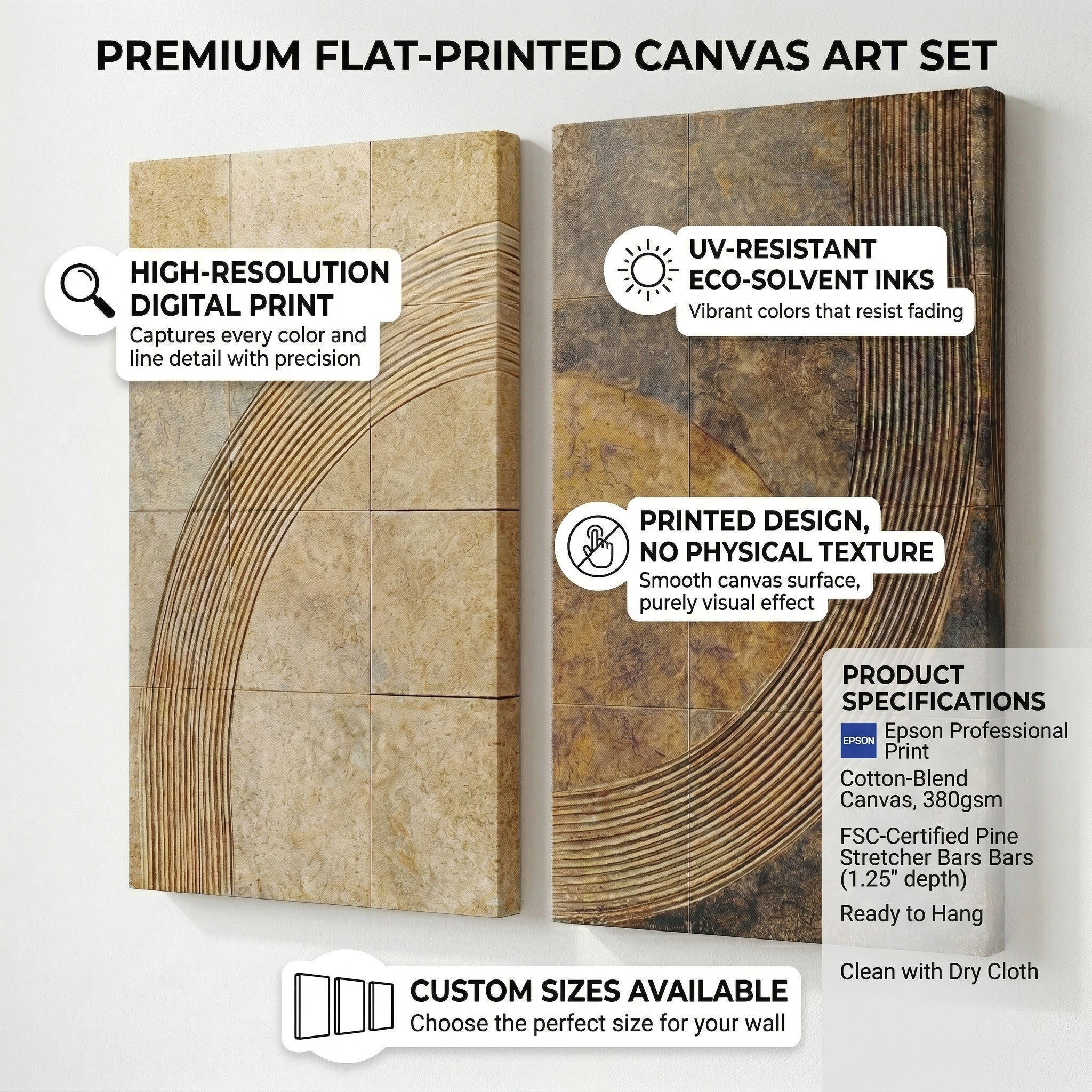 Large Neutral Abstract Diptych Canvas Wall Art