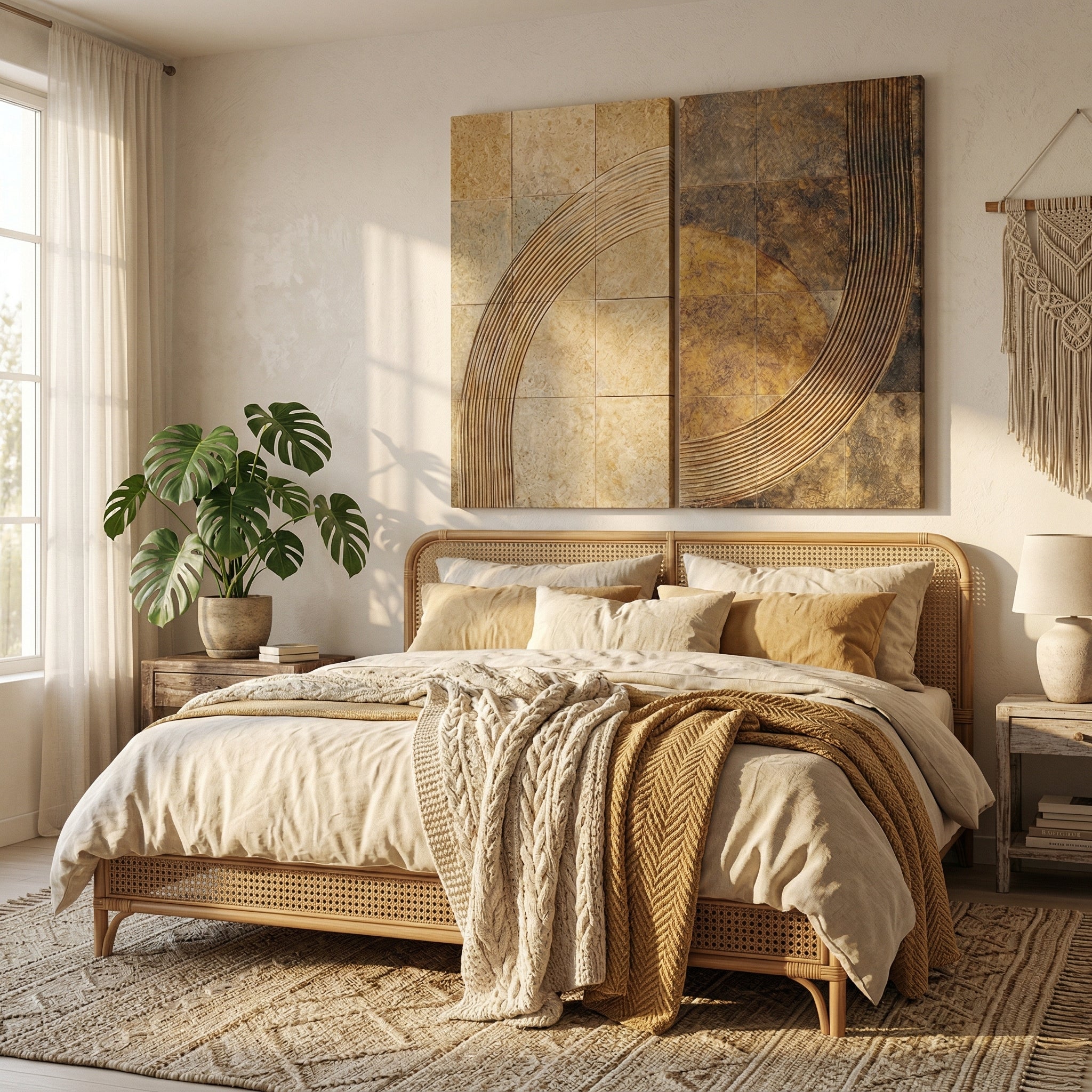 Large Neutral Abstract Diptych Canvas Wall Art