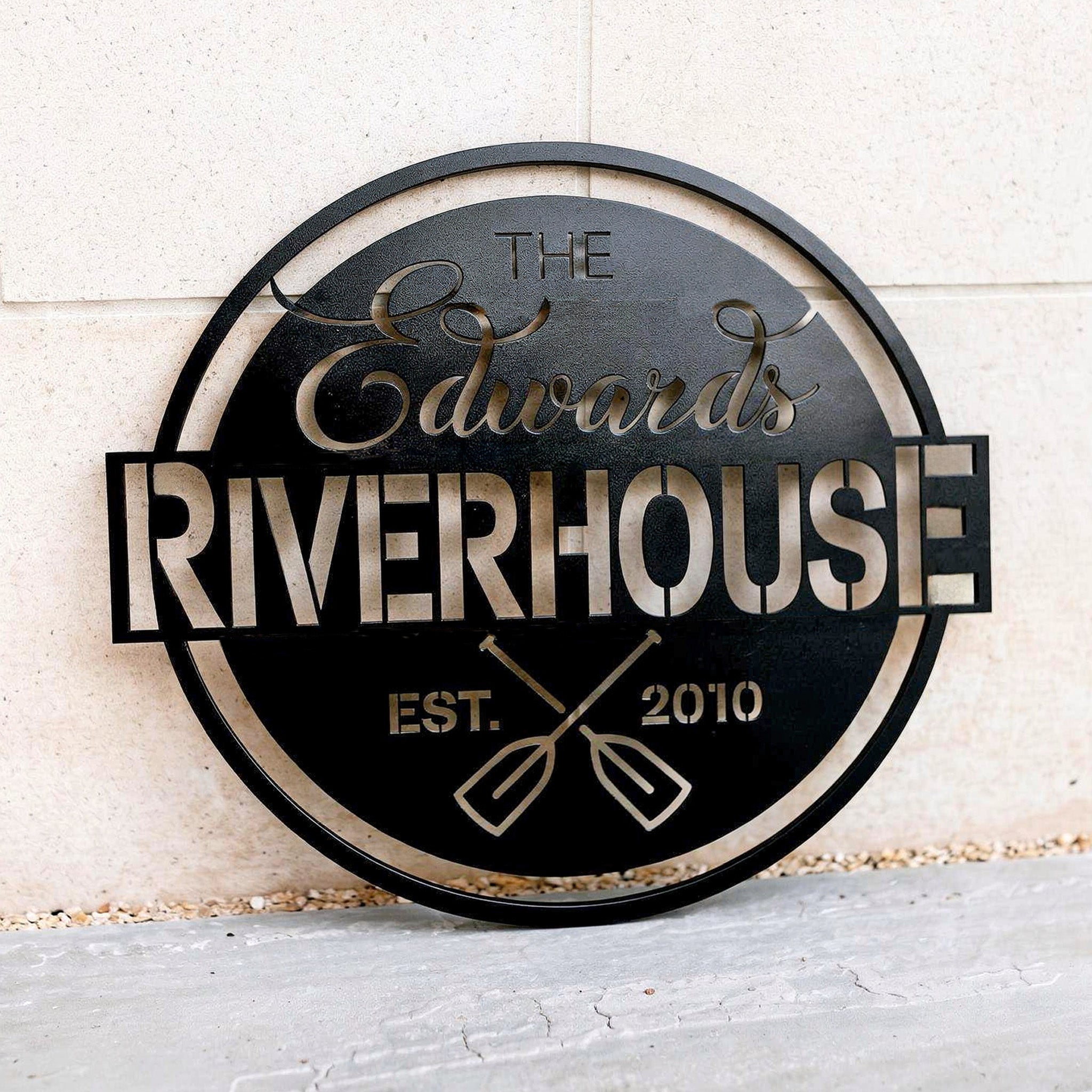 Metal River House Sign