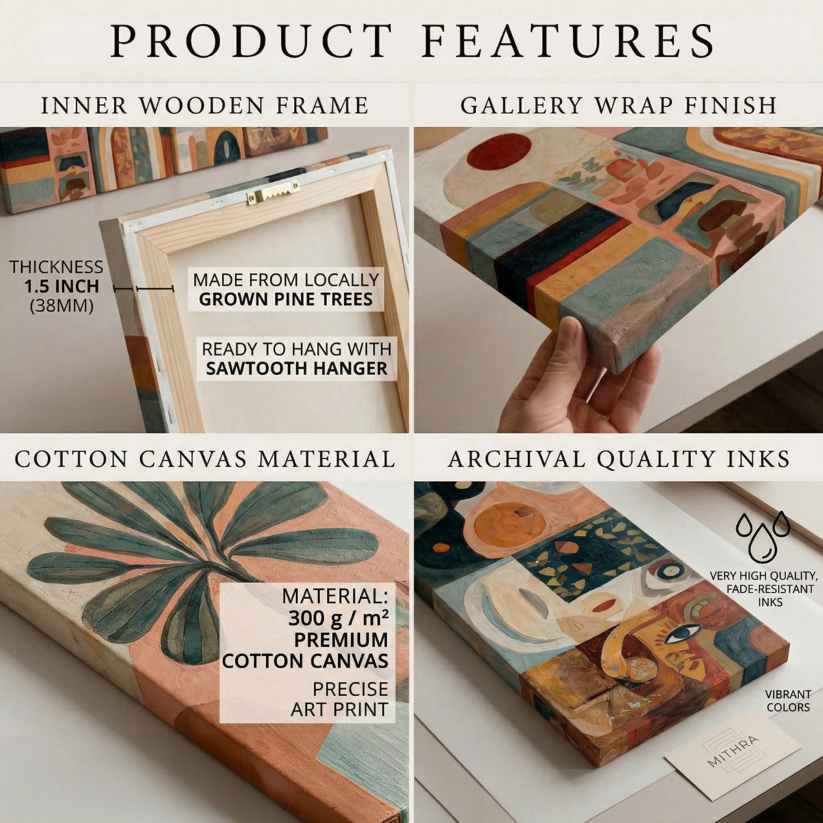 Terracotta Boho Abstract Canvas Wall Art | 4-Piece