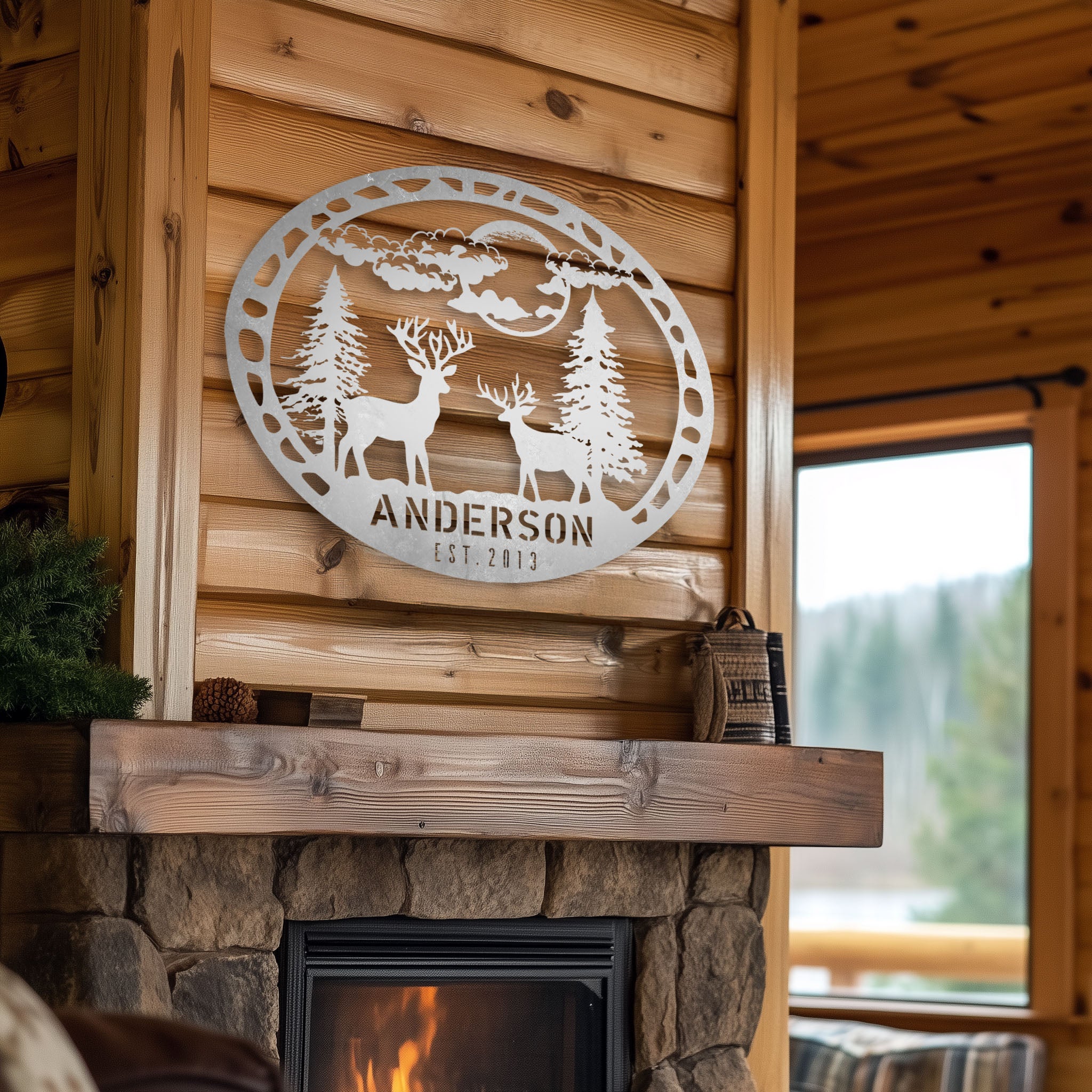 Metal Cabin Deers Sign