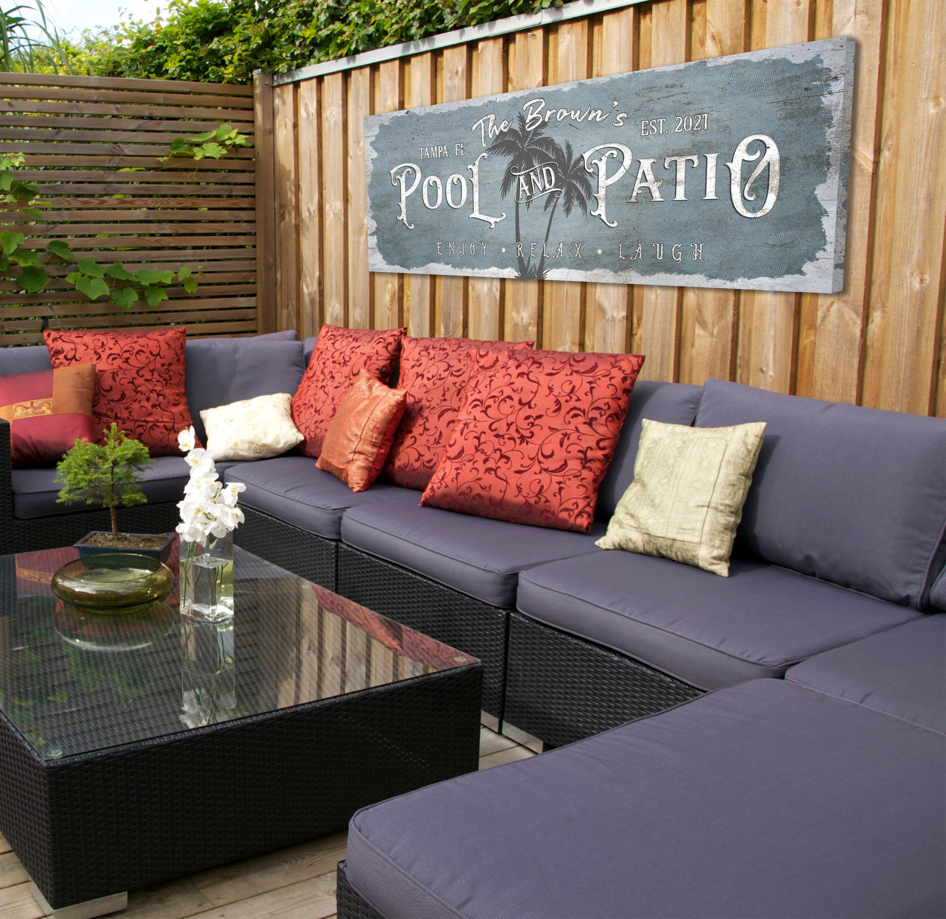 Blue Pool & Patio Sign