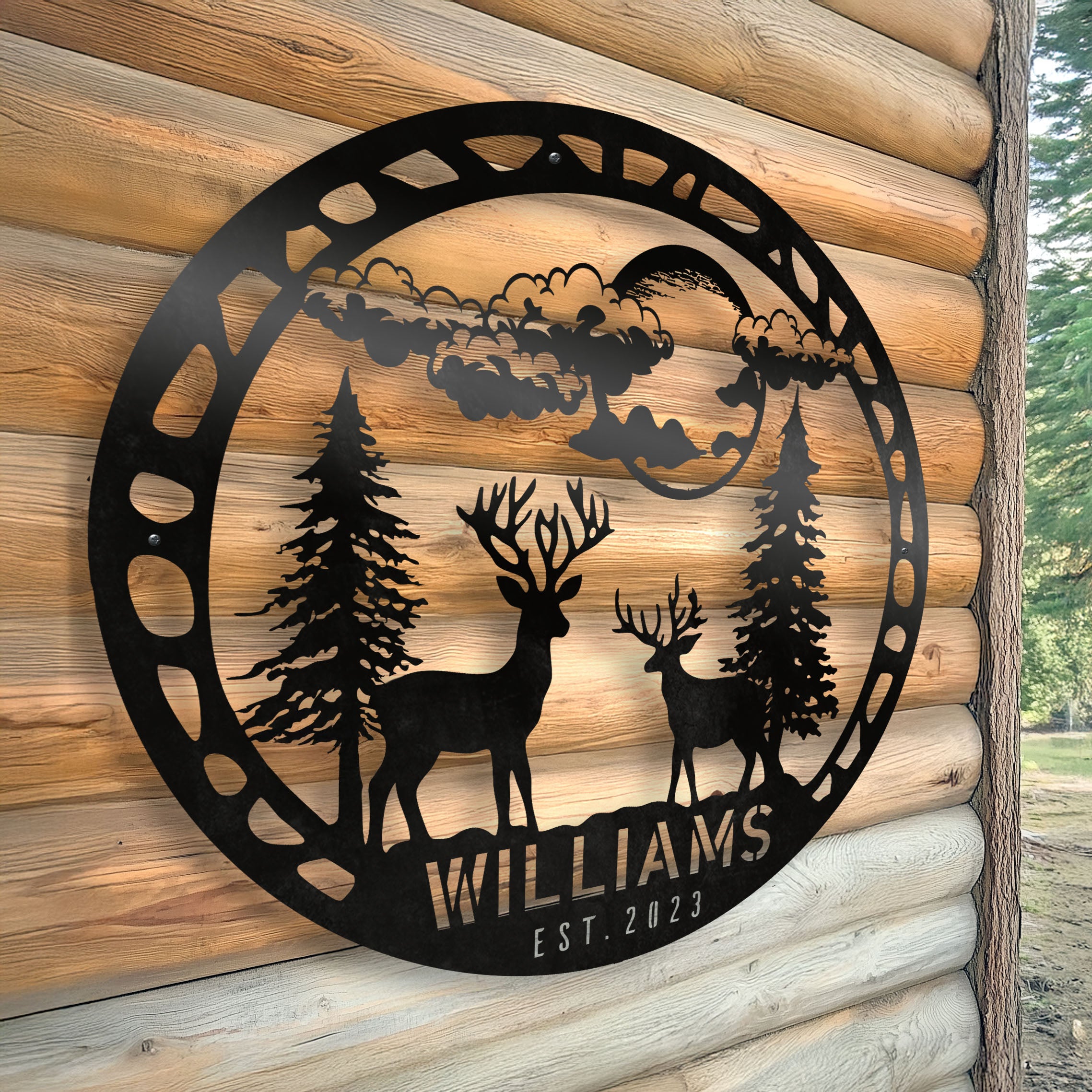 Metal Cabin Deers Sign