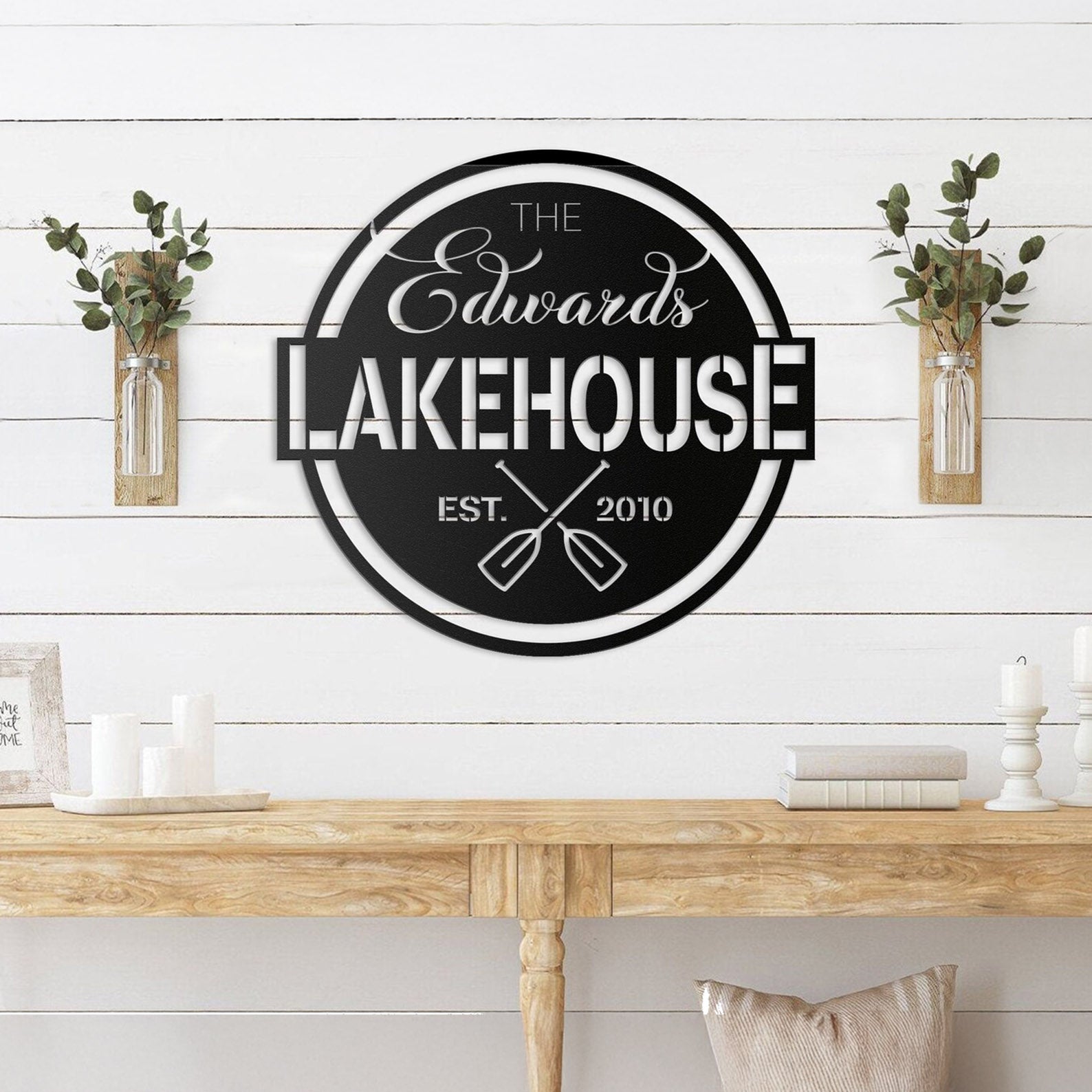 Metal Lake House Sign