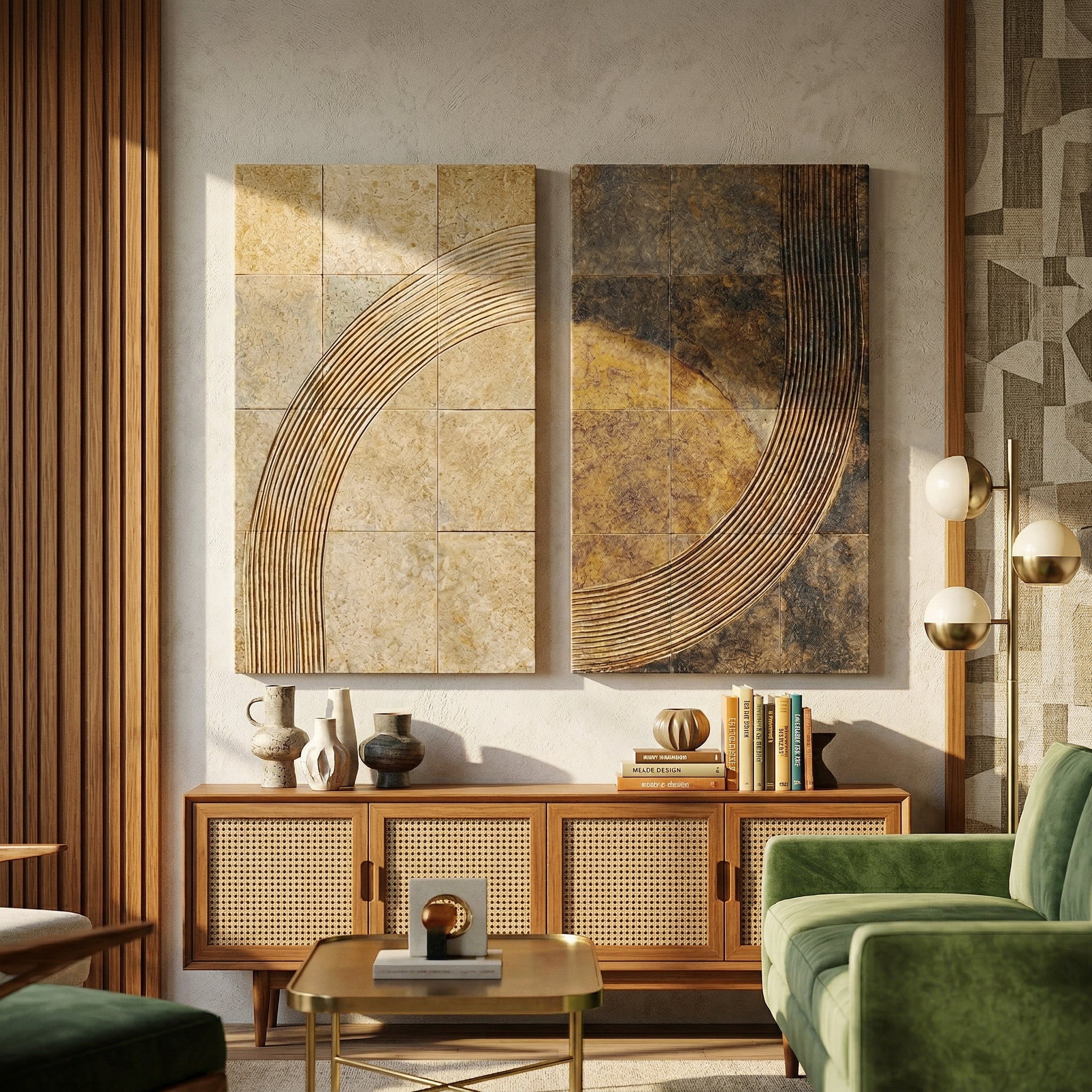 Large Neutral Abstract Diptych Canvas Wall Art