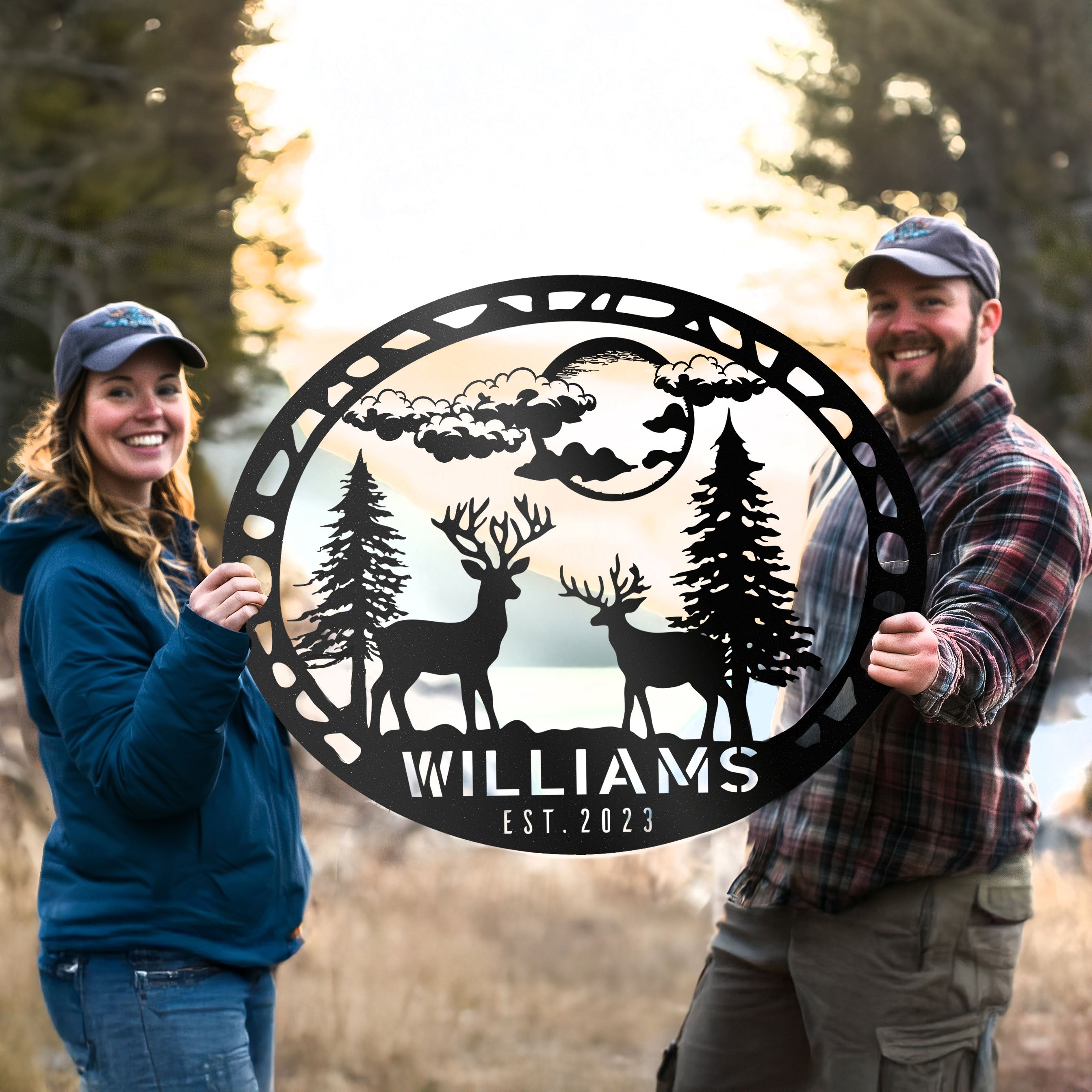Metal Cabin Deers Sign