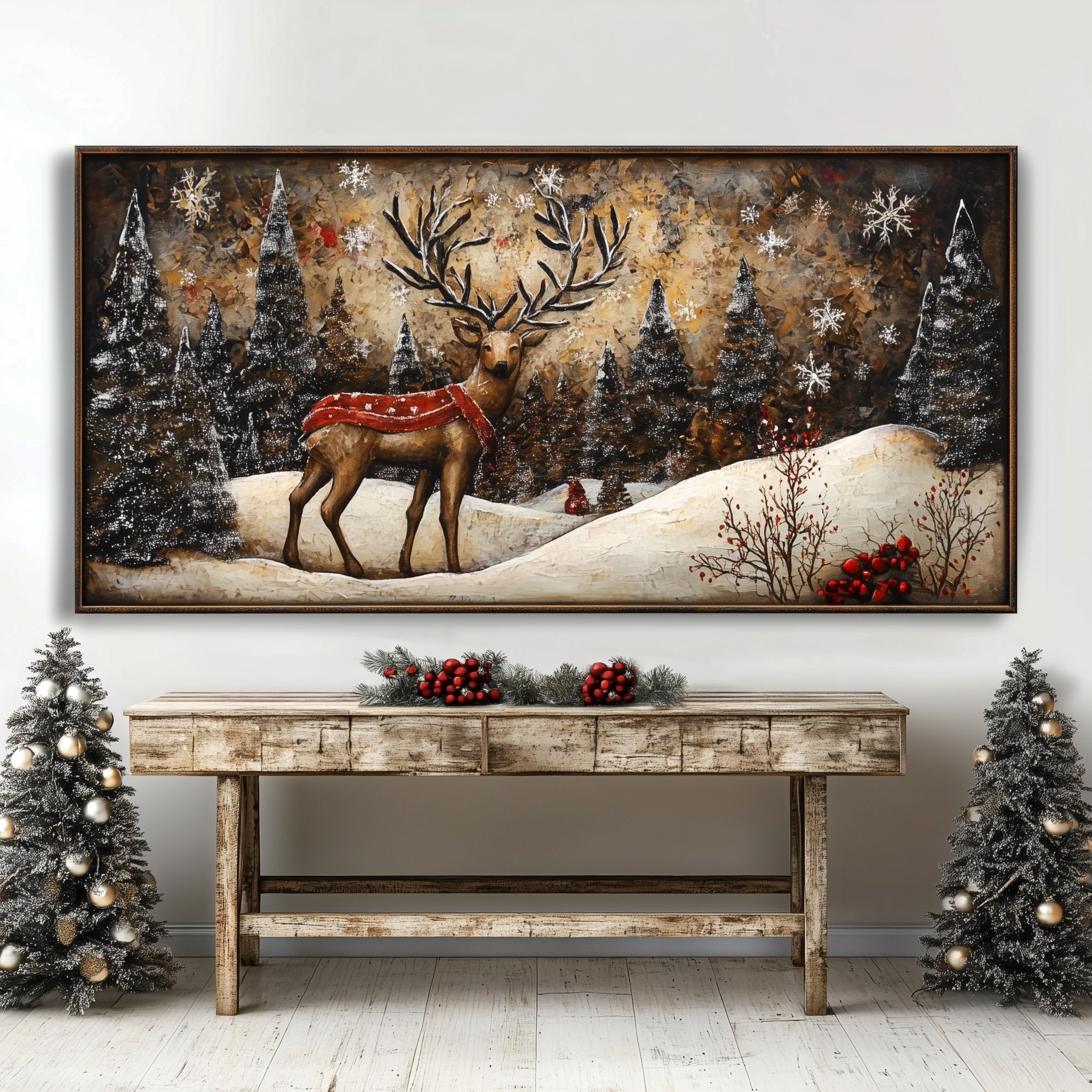 Reindeer At Forest Wall Art