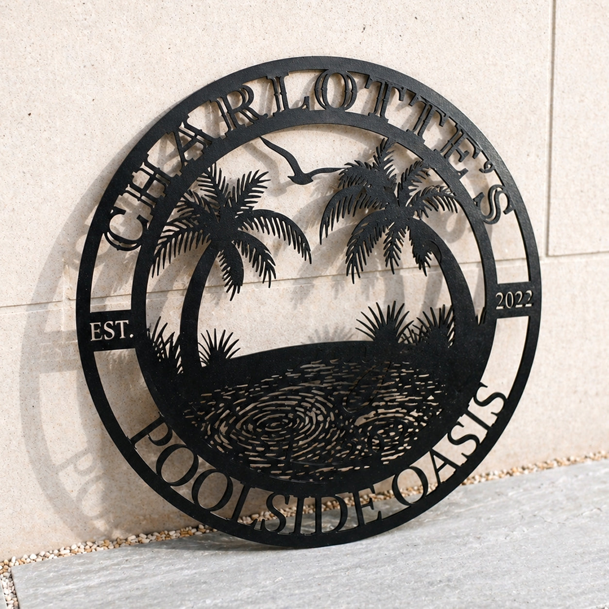 Poolside Oasis Custom Metal Sign