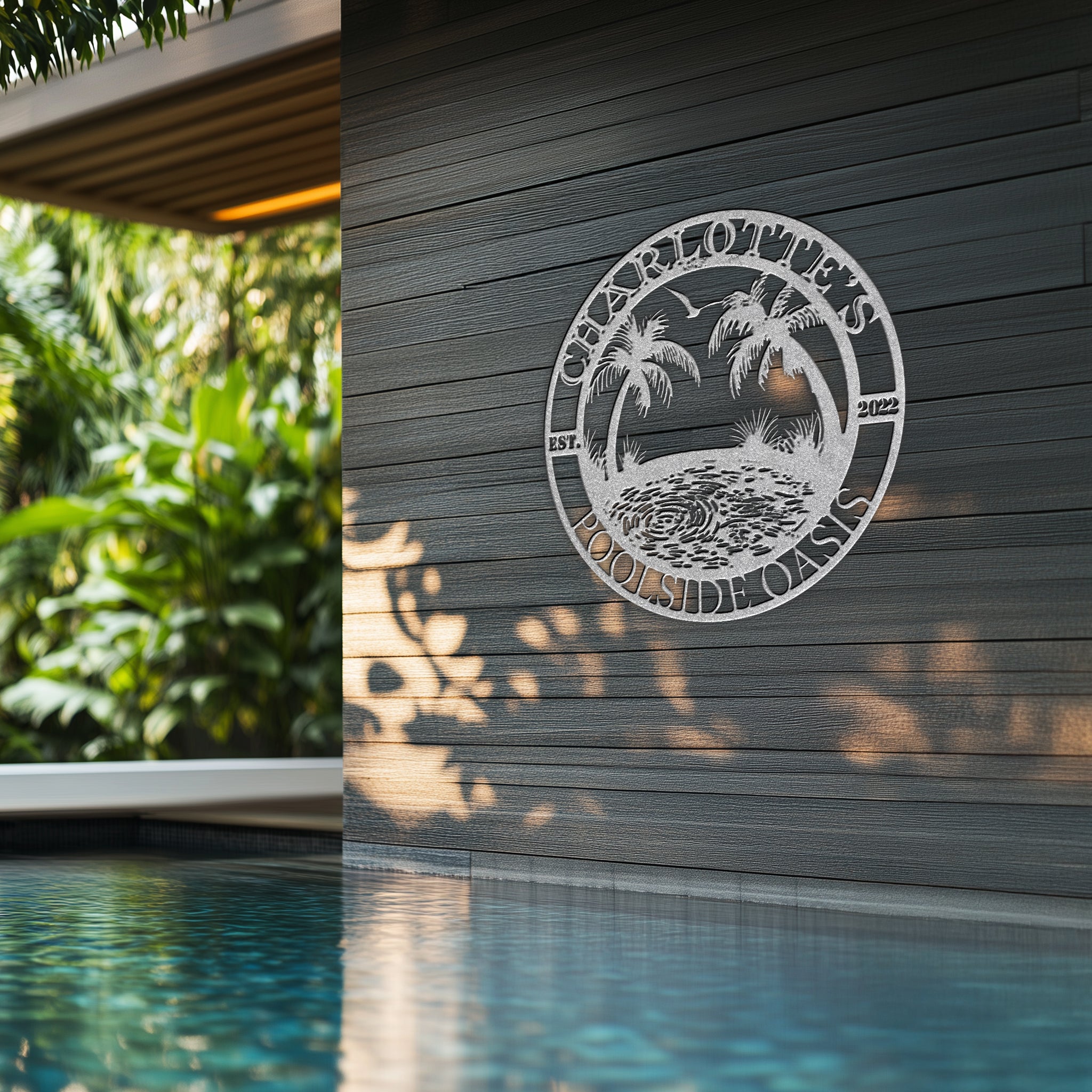 Poolside Oasis Custom Metal Sign