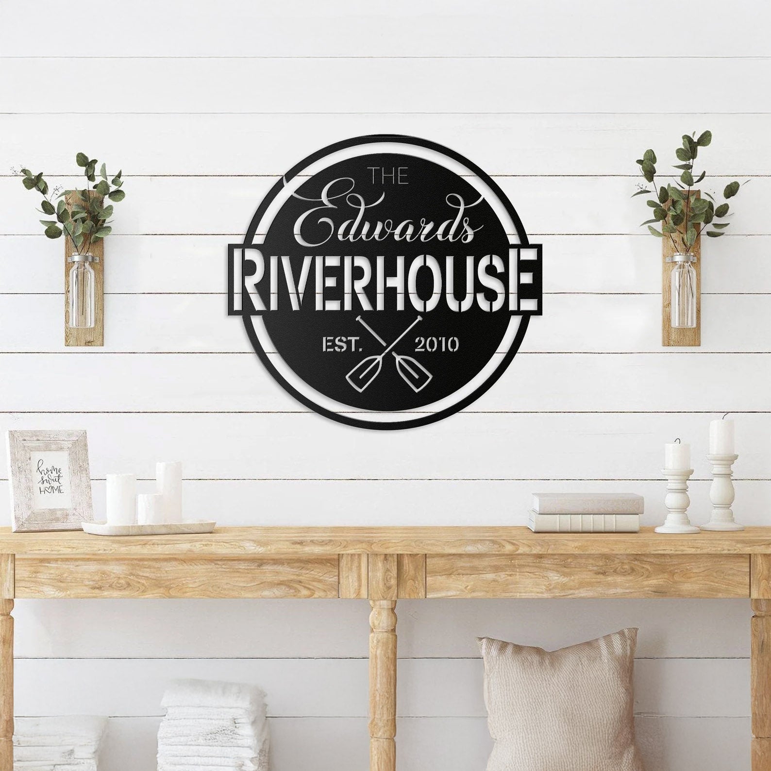 Metal River House Sign