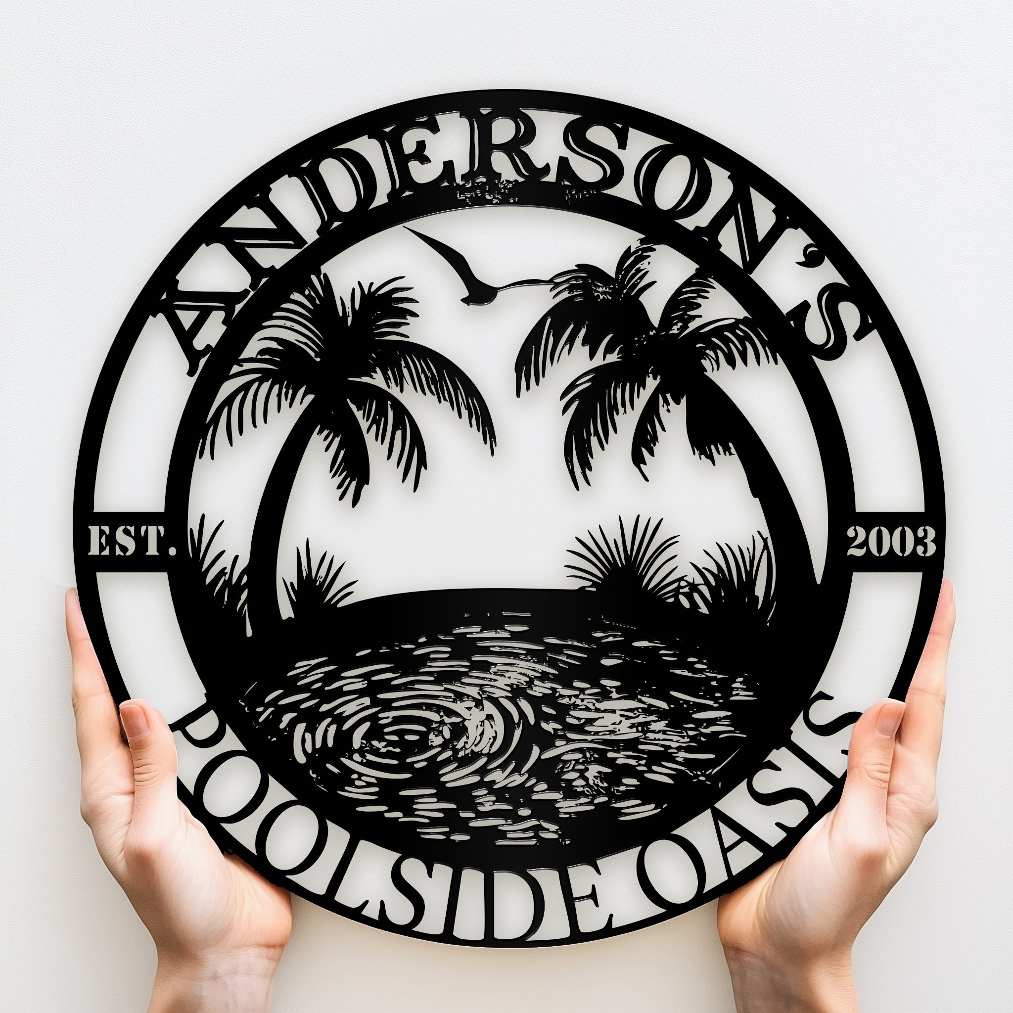 Poolside Oasis Custom Metal Sign
