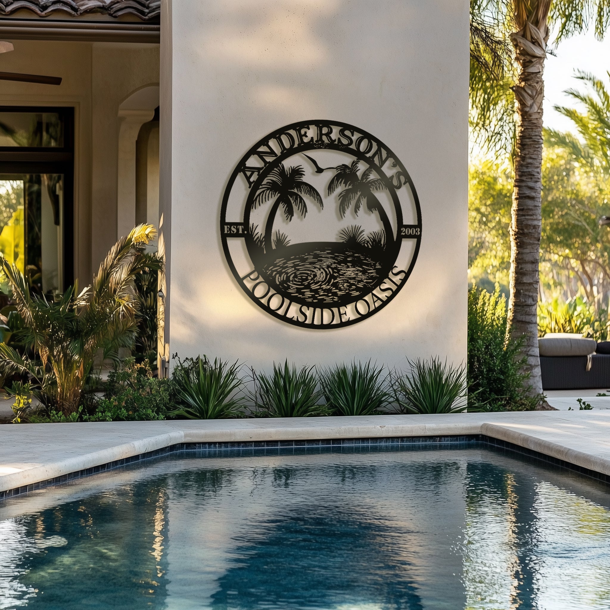 Poolside Oasis Custom Metal Sign