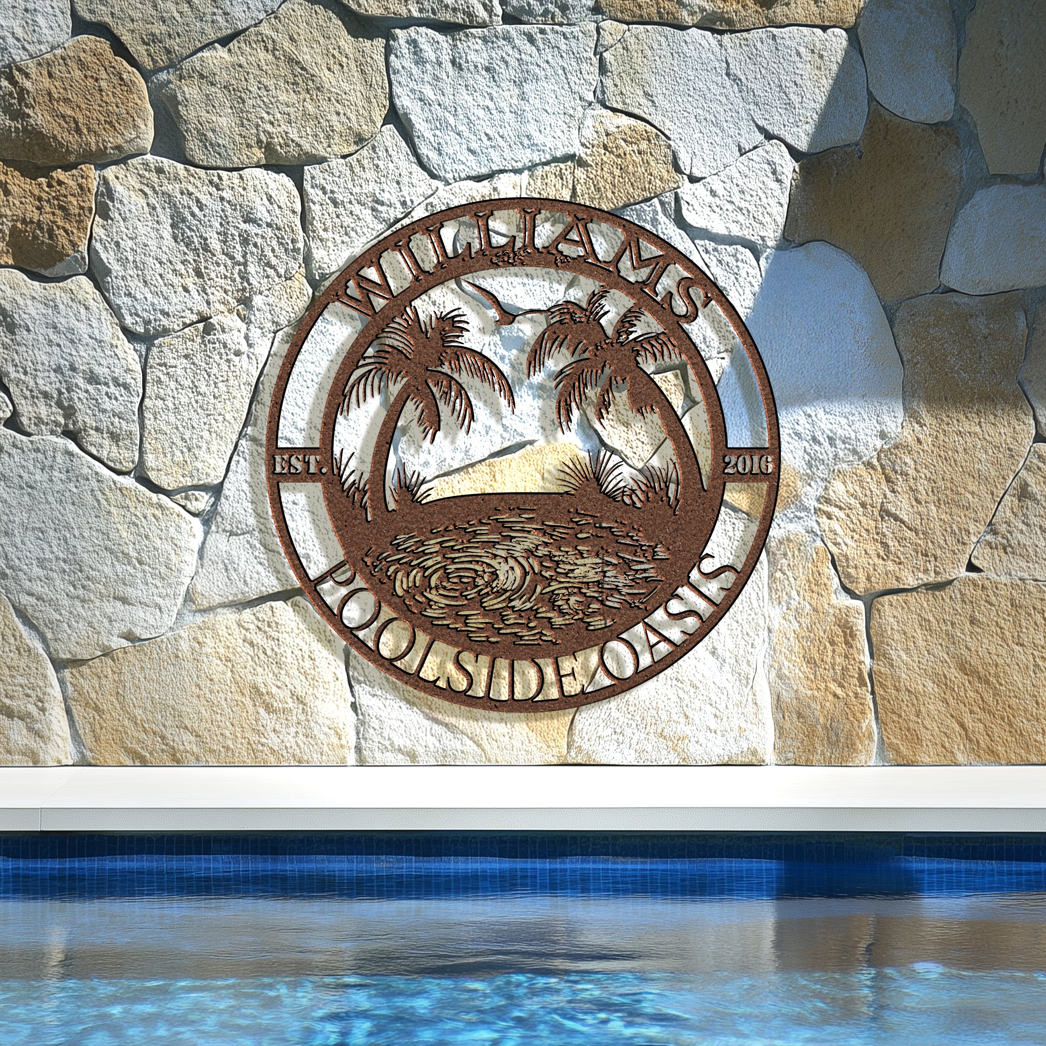 Poolside Oasis Custom Metal Sign