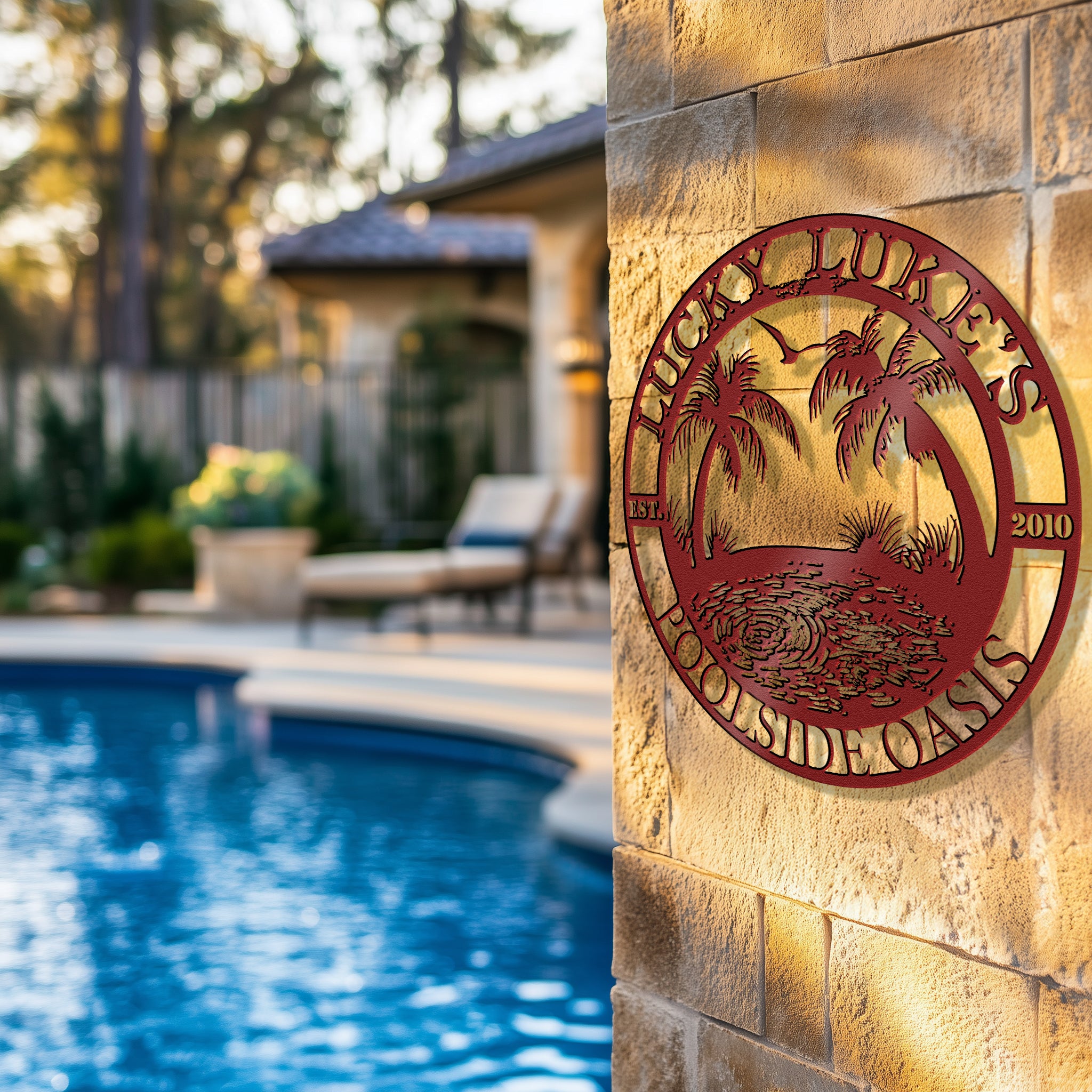 Poolside Oasis Custom Metal Sign