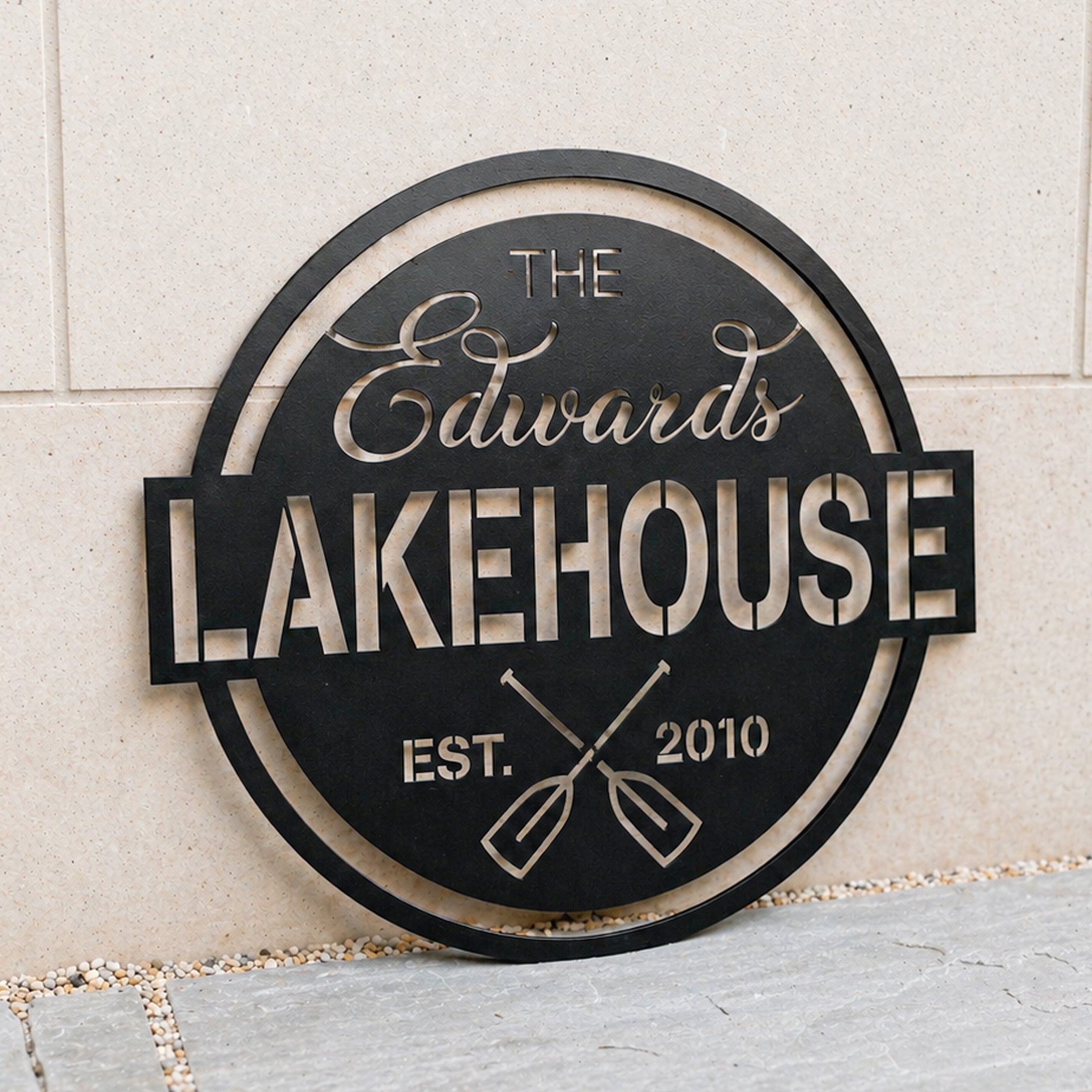 Metal Lake House Sign