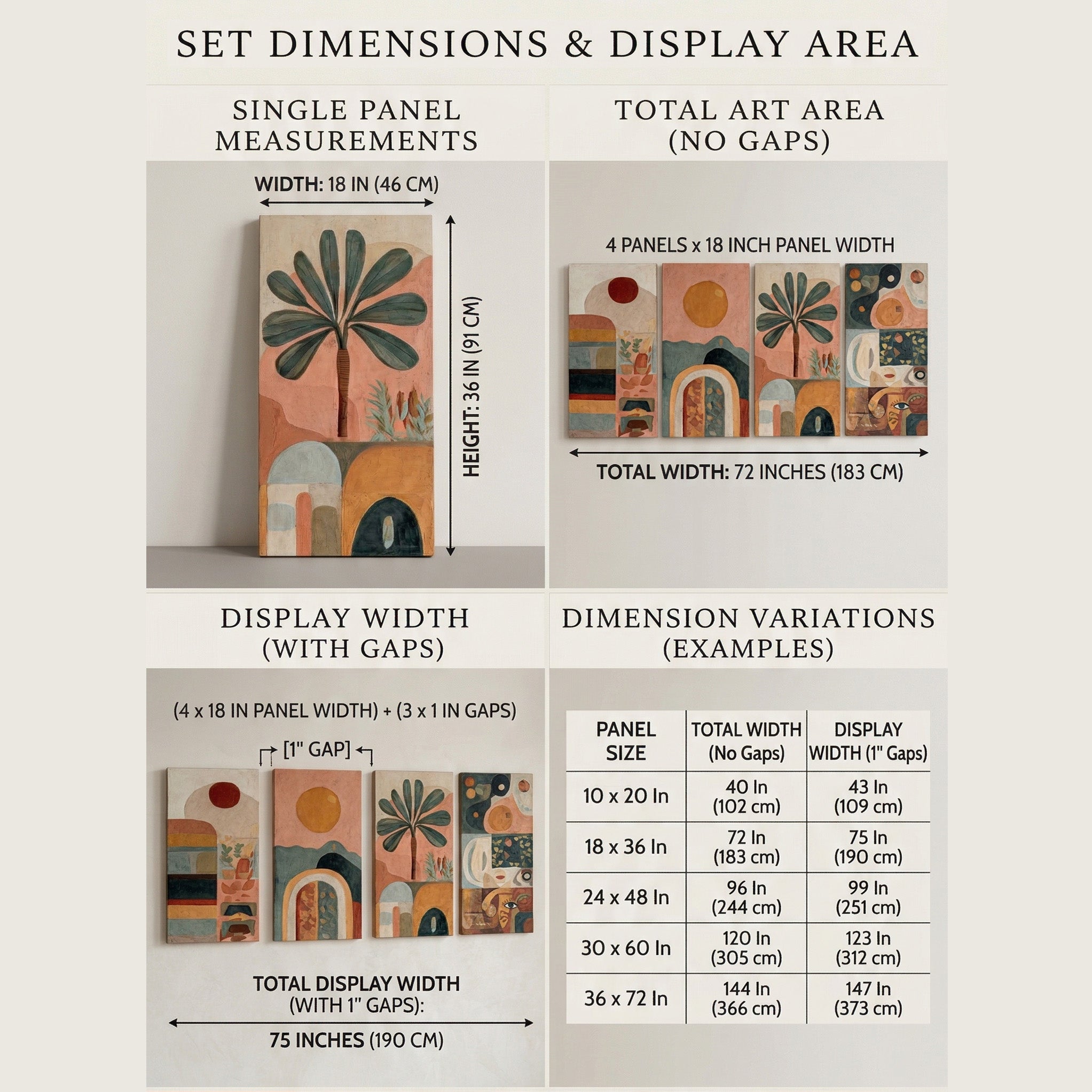 Terracotta Boho Abstract Canvas Wall Art | 4-Piece