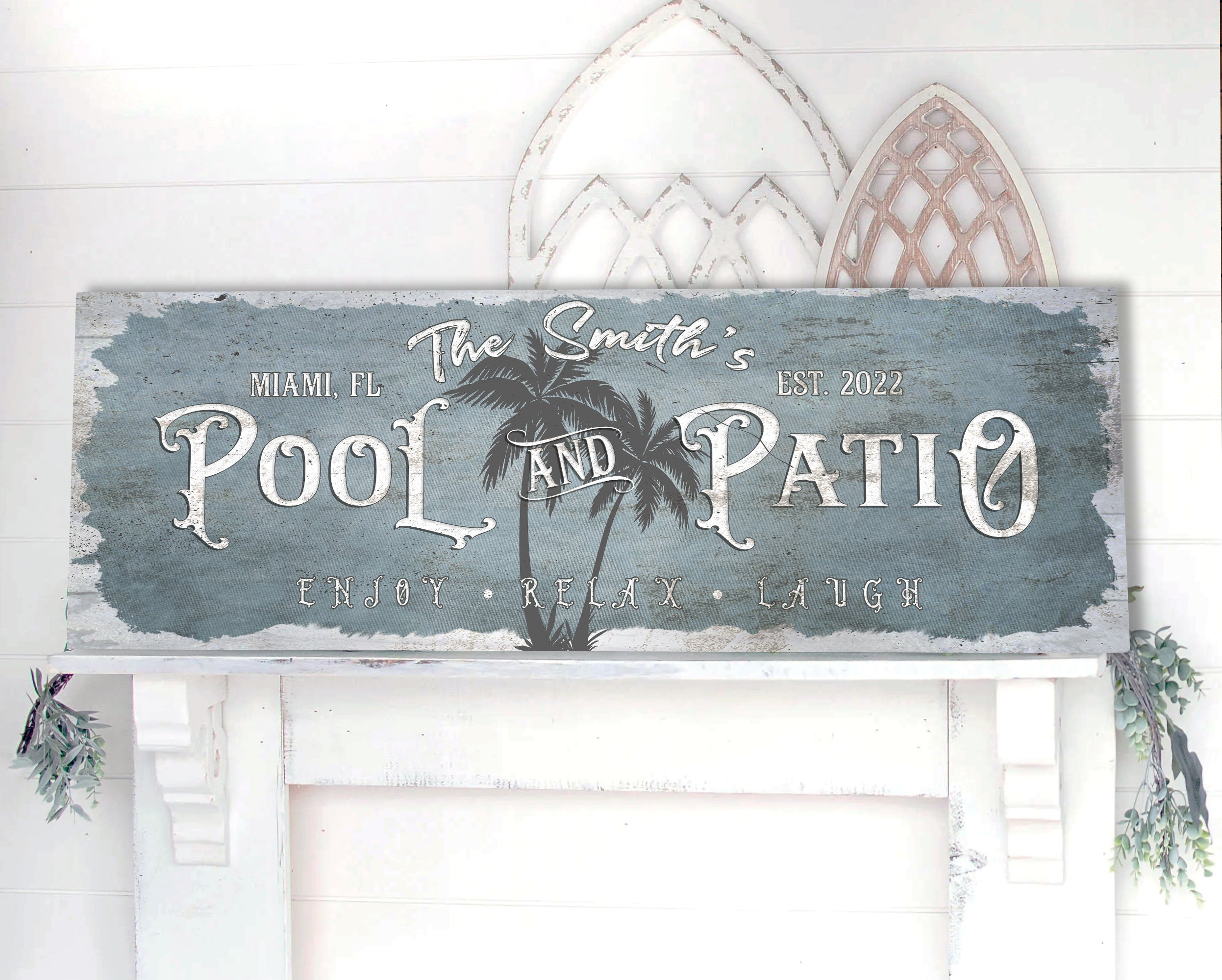 Blue Pool & Patio Sign